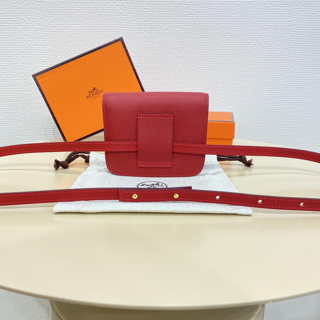 Hermès Big red gold buckleConstance Slim enamel Kangkang waist bag