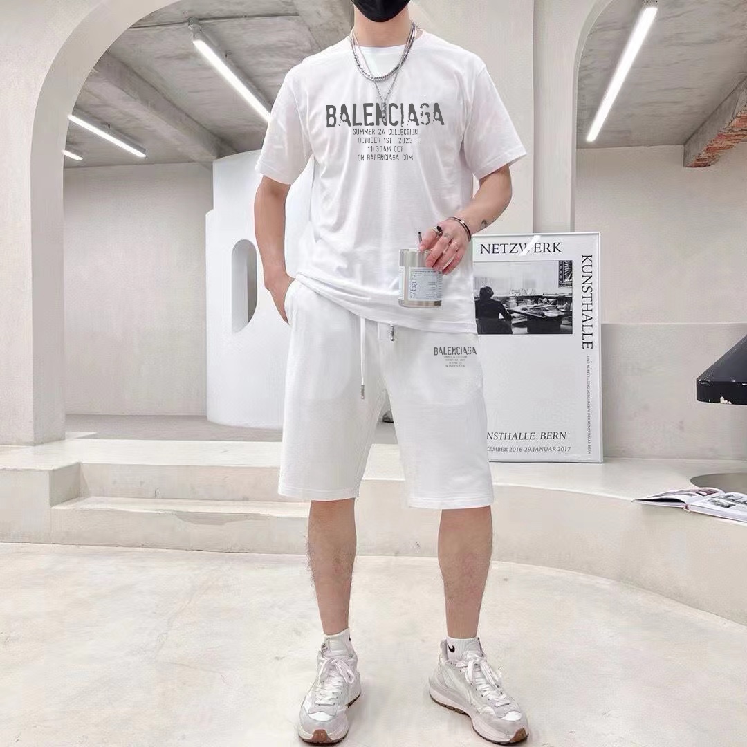 Balenciaga 1: 1
 Kleding Korte Broek T-Shirt Trainingspak Hetzelfde als het origineel
 Mannen Korte mouw