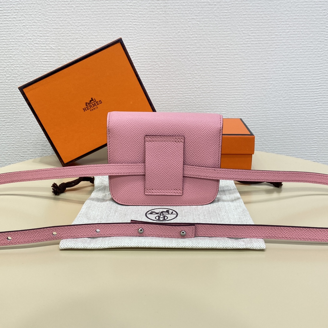 Hermès Milkshake powder silver buckle Constance Slim enamel Kangkang waist bag