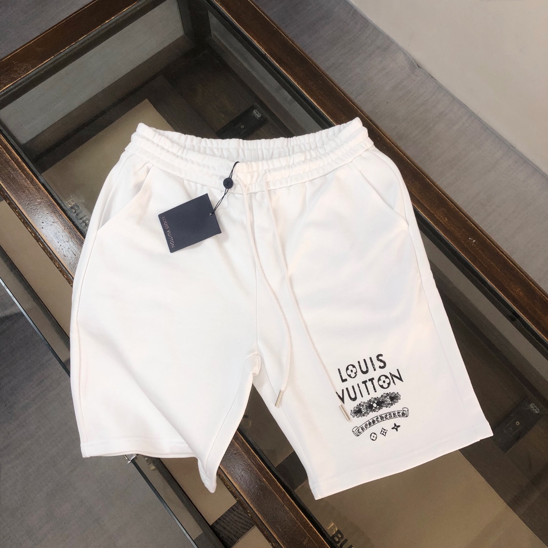 Louis Vuitton Clothing Shorts Black White Printing Unisex Cotton Casual