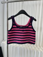 Chanel Clothing Tank Tops&Camis Pink Red Embroidery Wool Spring Collection
