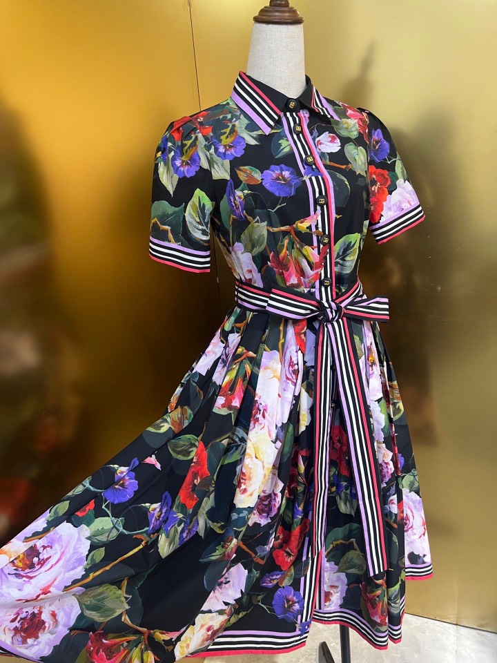 P744 original smlxlxxl dress with a black-bottomed rose cloth. - 图片 6