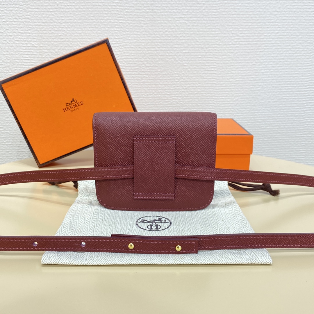 Hermès Burgundy gold buckleConstance Slim enamel waist bag