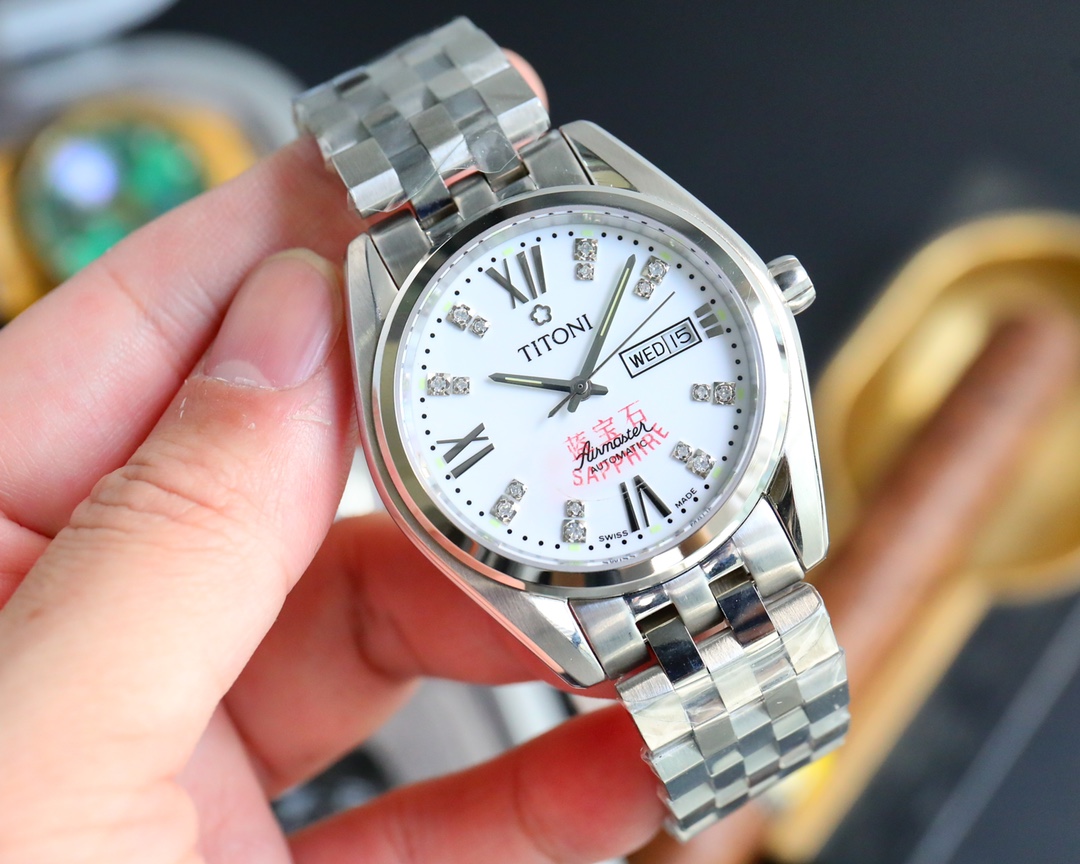 “Titoni Golden Steel Belt Watch: AAA Quality, Waterproof, Miyoko 8215 Core [Market Time 2024]” - 图片 3