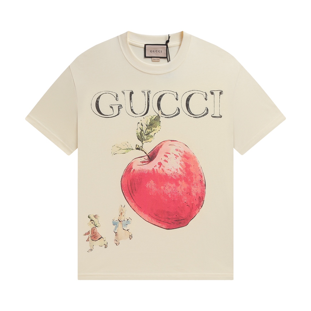 Gucci Odzież T-Shirt Kolor moreli Biały Bawełna Dzianiny Wiosenna kolekcja Krótki rękaw