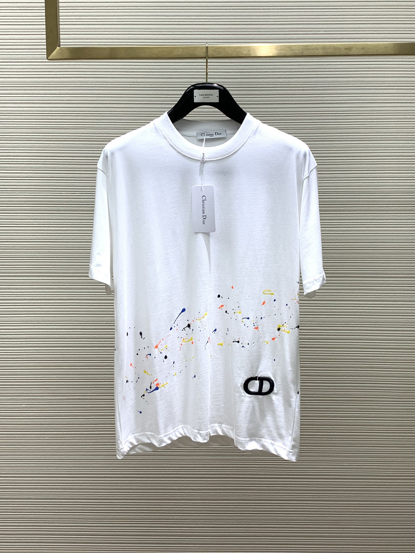Dior Clothing T-Shirt Embroidery Spring/Summer Collection Fashion Short Sleeve