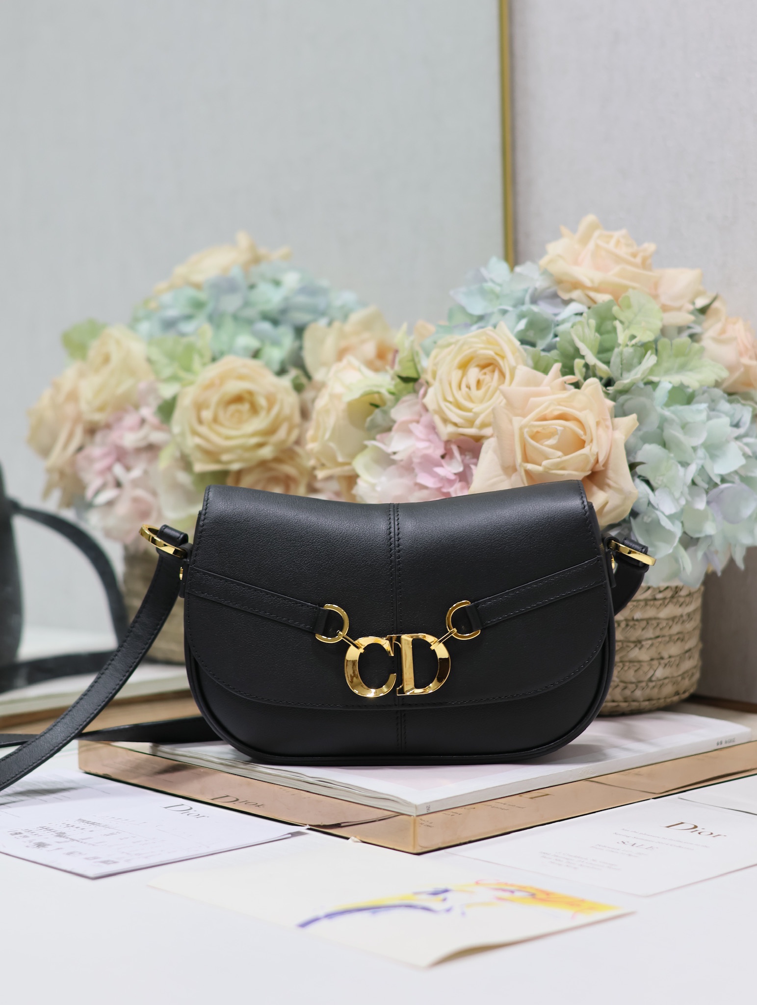 Dior Bags Handbags Black Gold Cowhide Spring/Summer Collection Vintage Casual