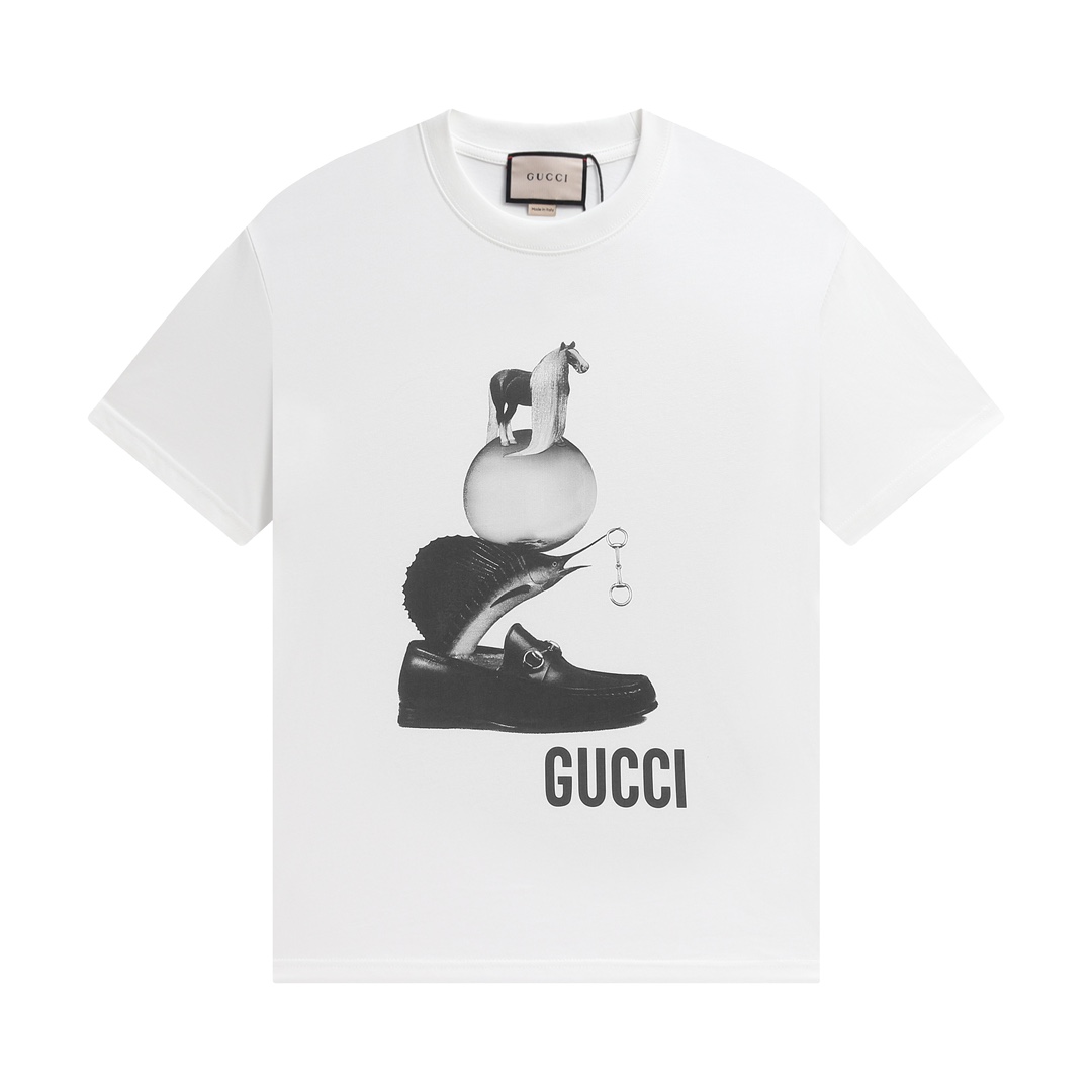 Gucci Odzież T-Shirt Biały Bawełna Dzianiny Wiosenna kolekcja Krótki rękaw