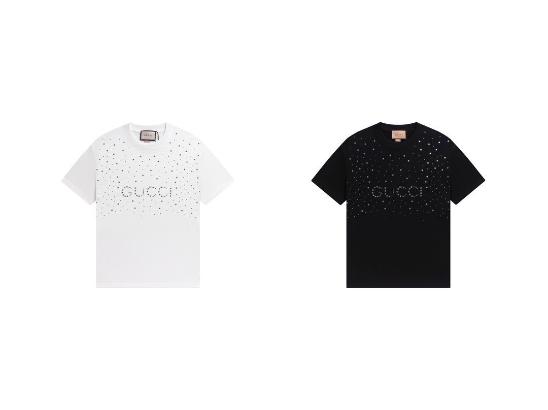 Gucci Odzież T-Shirt Czarny Biały Bawełna Dzianiny Wiosenna kolekcja Krótki rękaw