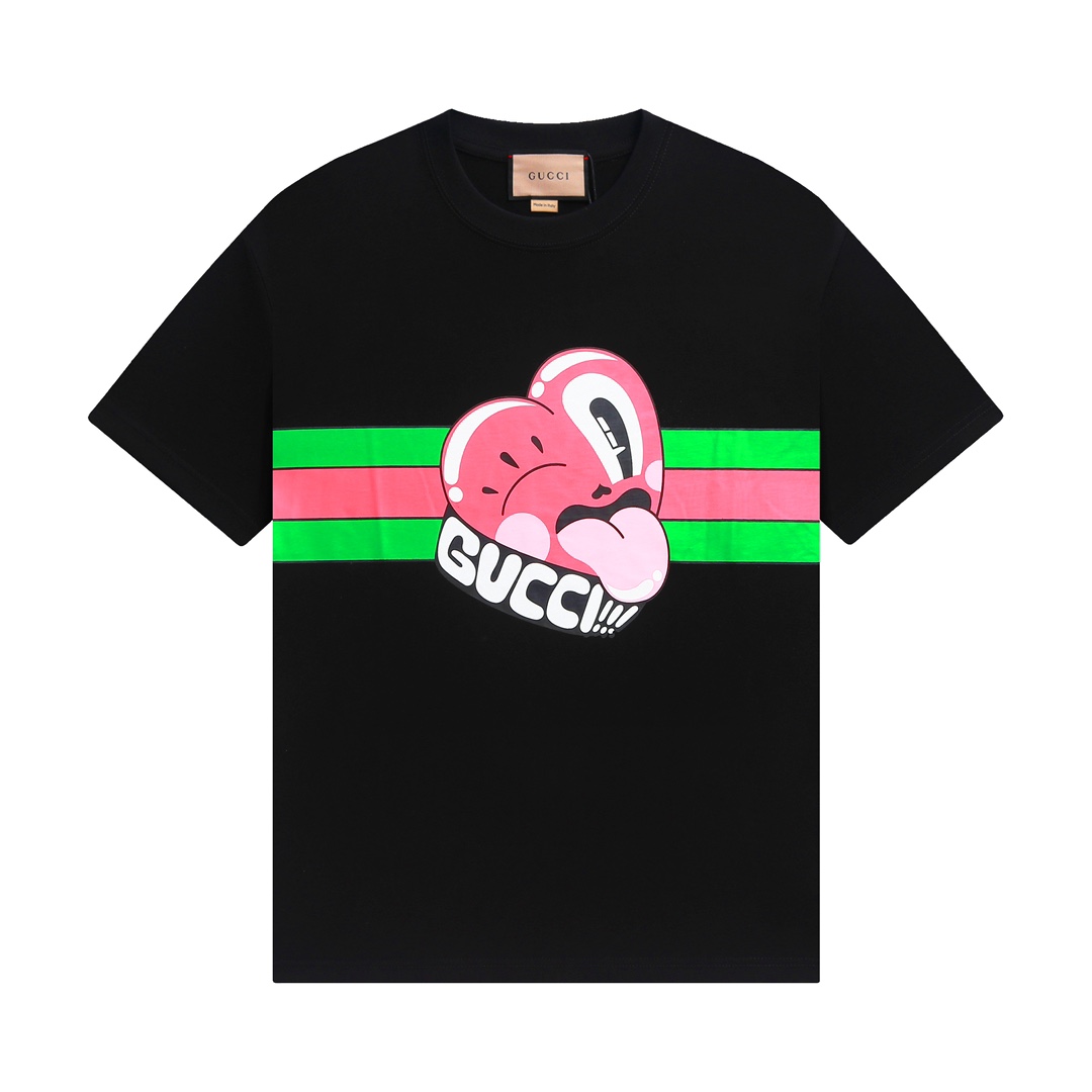Gucci Odzież T-Shirt Czarny Bawełna Dzianiny Wiosenna kolekcja Krótki rękaw