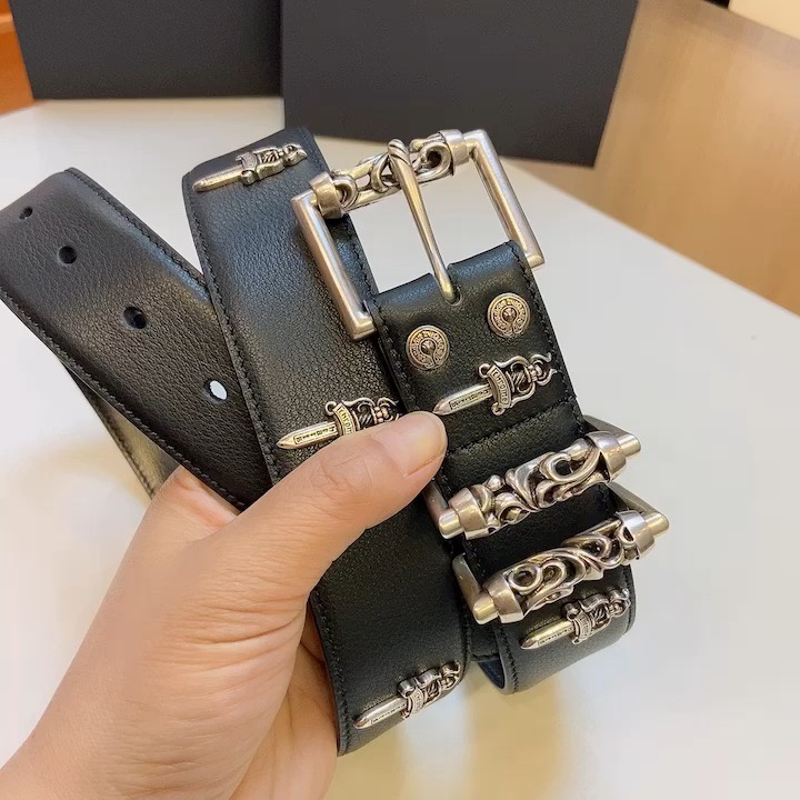 𝐂𝐡𝐫𝐨𝐦𝐞𝐇𝐞𝐚𝐫𝐭𝐬 Croxin S925 Roller Pure koper verzilverde boetiekgesp met originele lederen riem, boetiekbreedte 3,7 cm P290