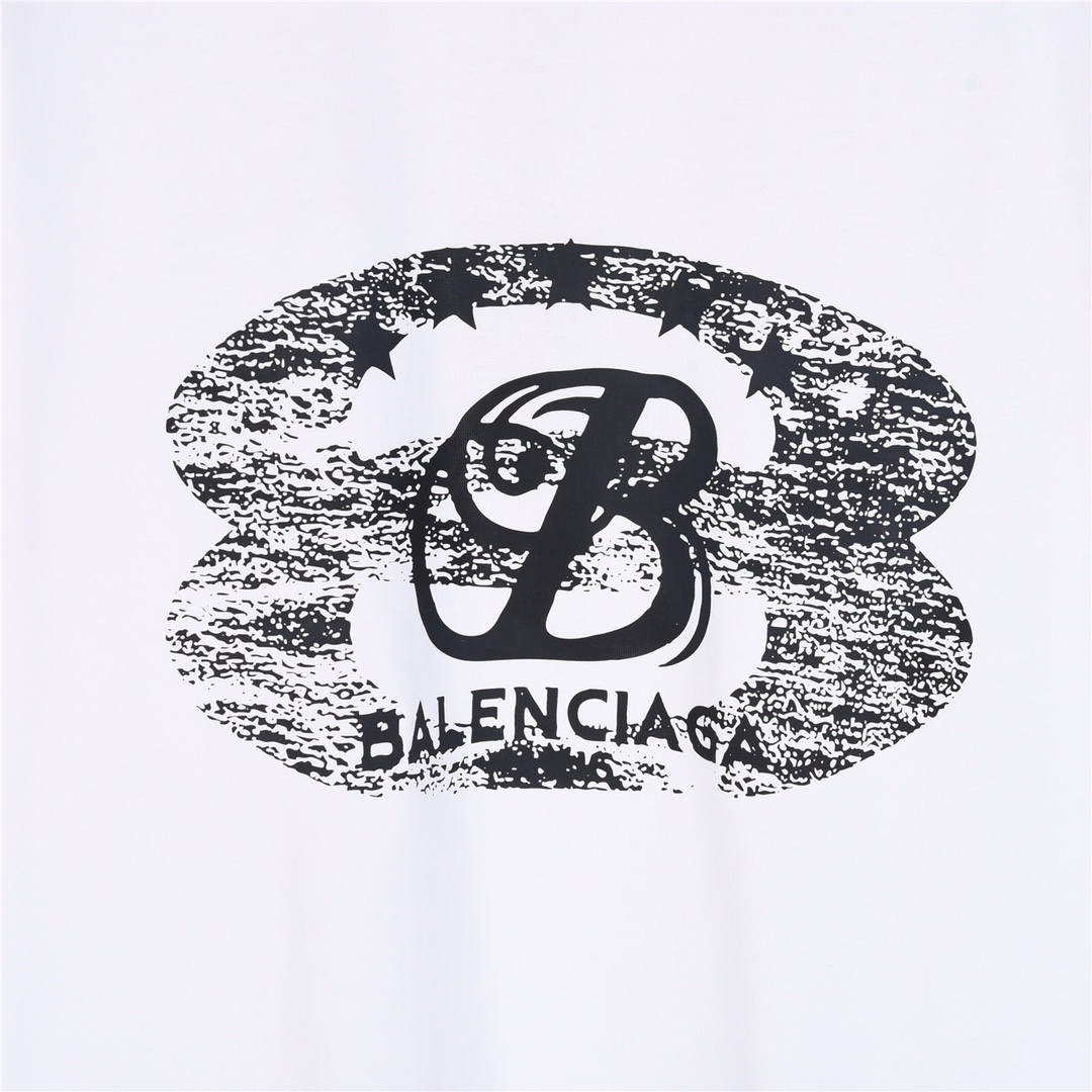 Balenciaga/巴黎世家 24ss 斑驳做旧字母印花短袖