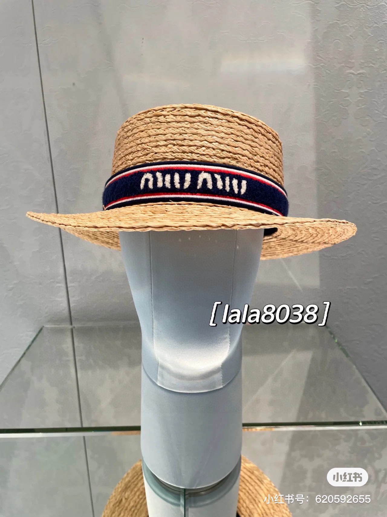 yydswmiumiu缪缪新款草帽，23年新款平顶礼帽，拉菲草帽，一比一打版定制，头围57cm左右