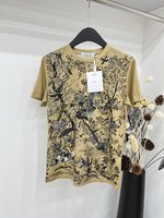 from China 2023
 Dior Clothing T-Shirt Fake AAA+
 Grey White Printing Spring Collection Short Sleeve