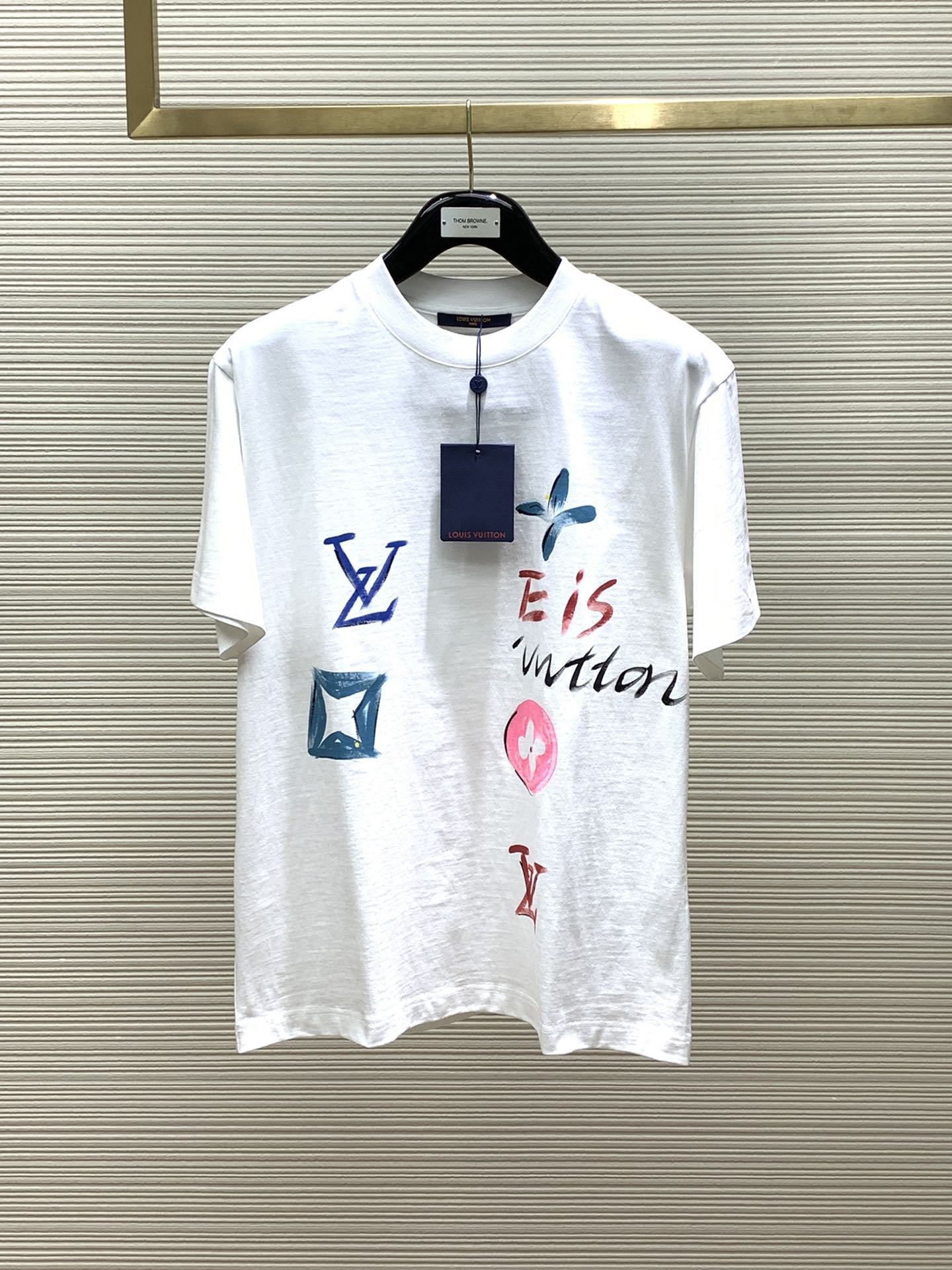 Louis Vuitton Clothing T-Shirt Replicas Buy Special
 Printing Spring/Summer Collection Fashion Short Sleeve