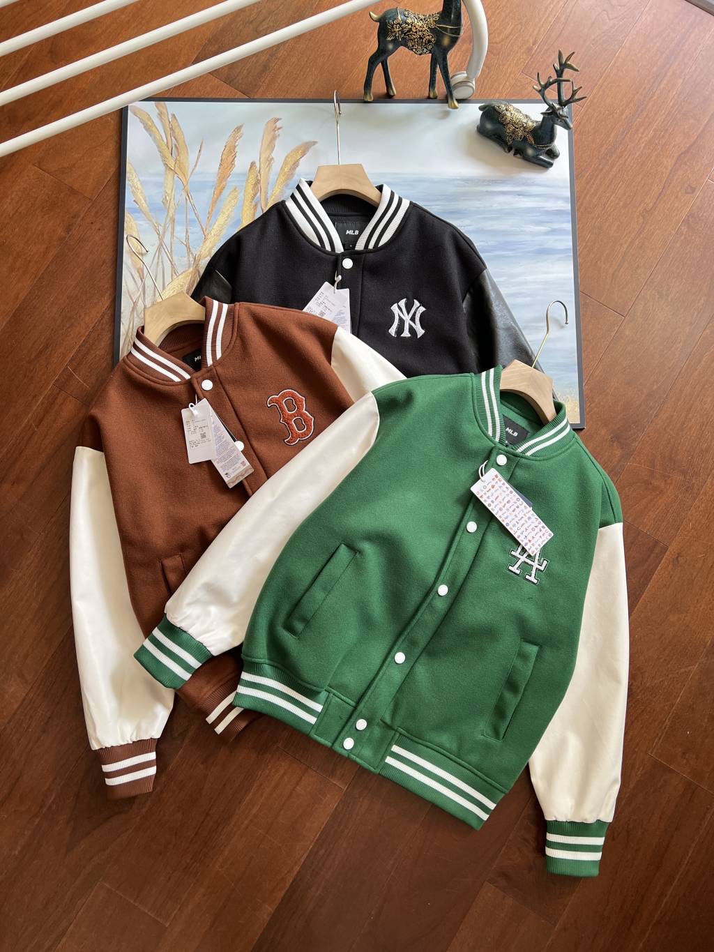 MLB Embroidered Baseball Jacket for Couples, Classic College Style, Various Sizes and Colors