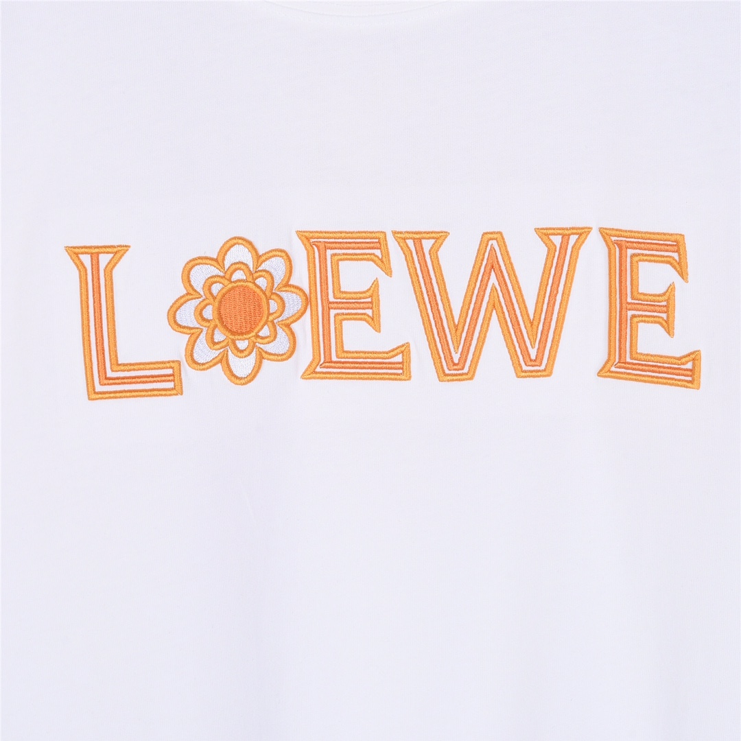 Loewe/罗意威 24ss 刺绣字母太阳花短袖 夏季新款饱满字母刺绣圆领短袖T恤