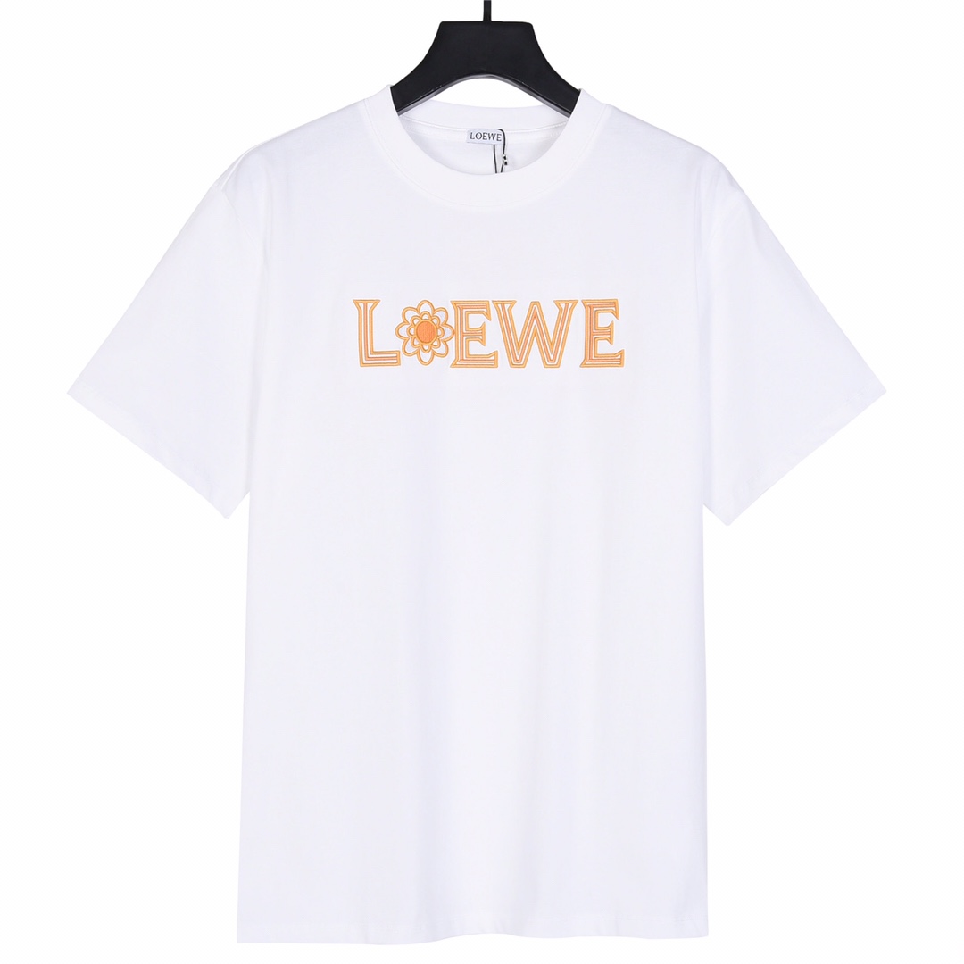 Loewe/罗意威 24ss 刺绣字母太阳花短袖 夏季新款饱满字母刺绣圆领短袖T恤