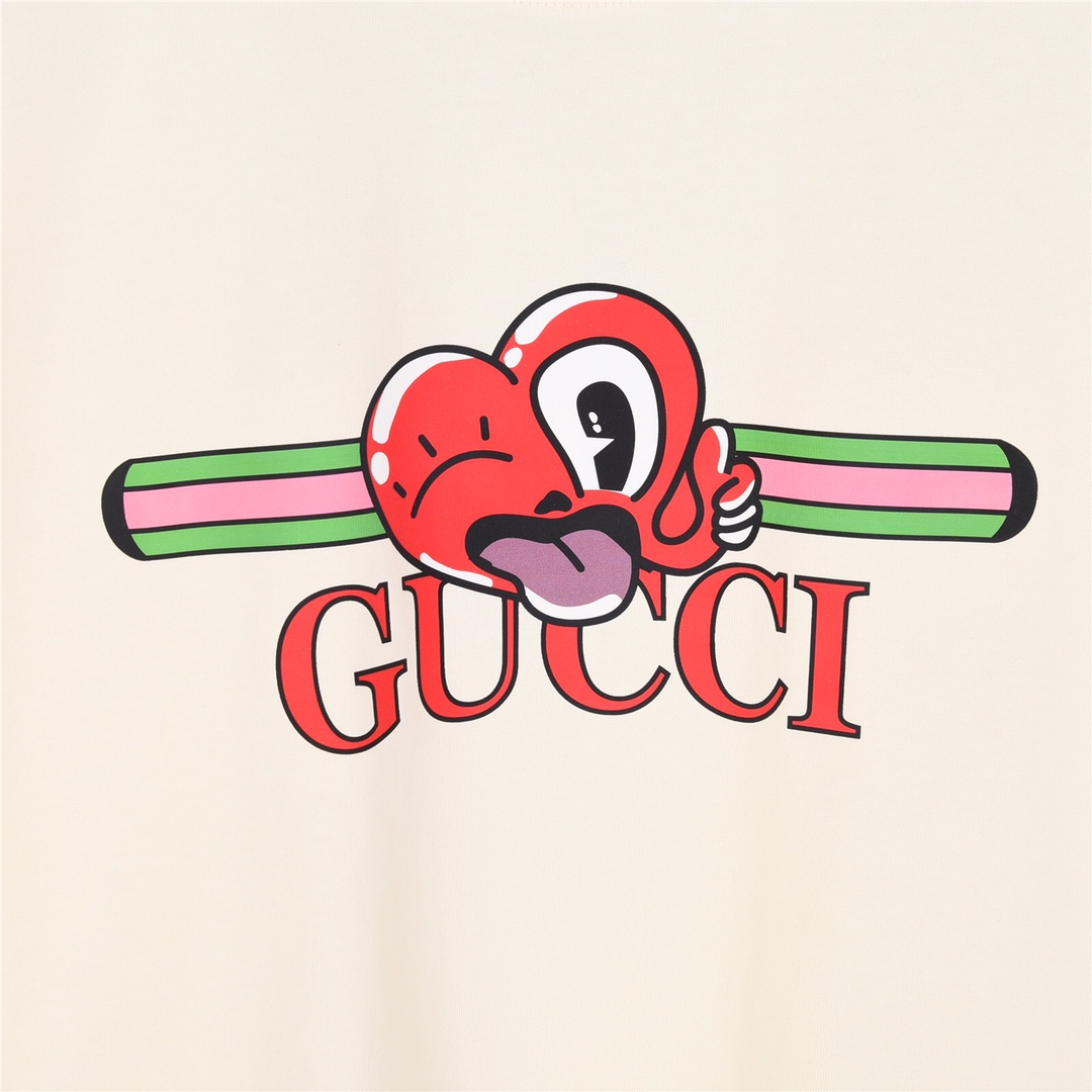 Gucci/古驰 24ss 春夏 Get lt 胶囊系列插画家联名款大舌头印花短袖