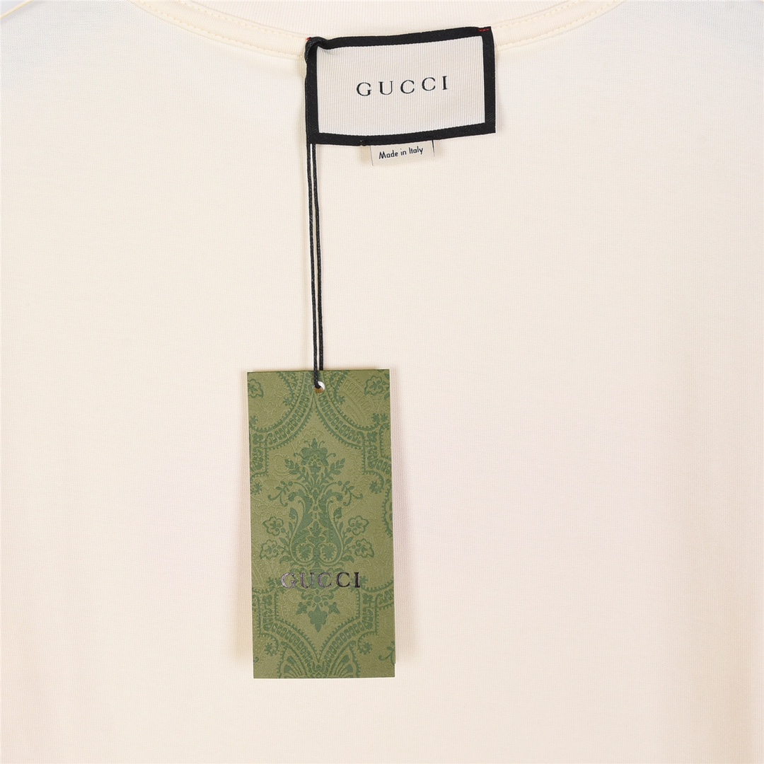 上新140 Gucci/古驰24ss 新款粉色字母刺绣短袖T恤 定制260克全棉双纱紧密爽滑面料