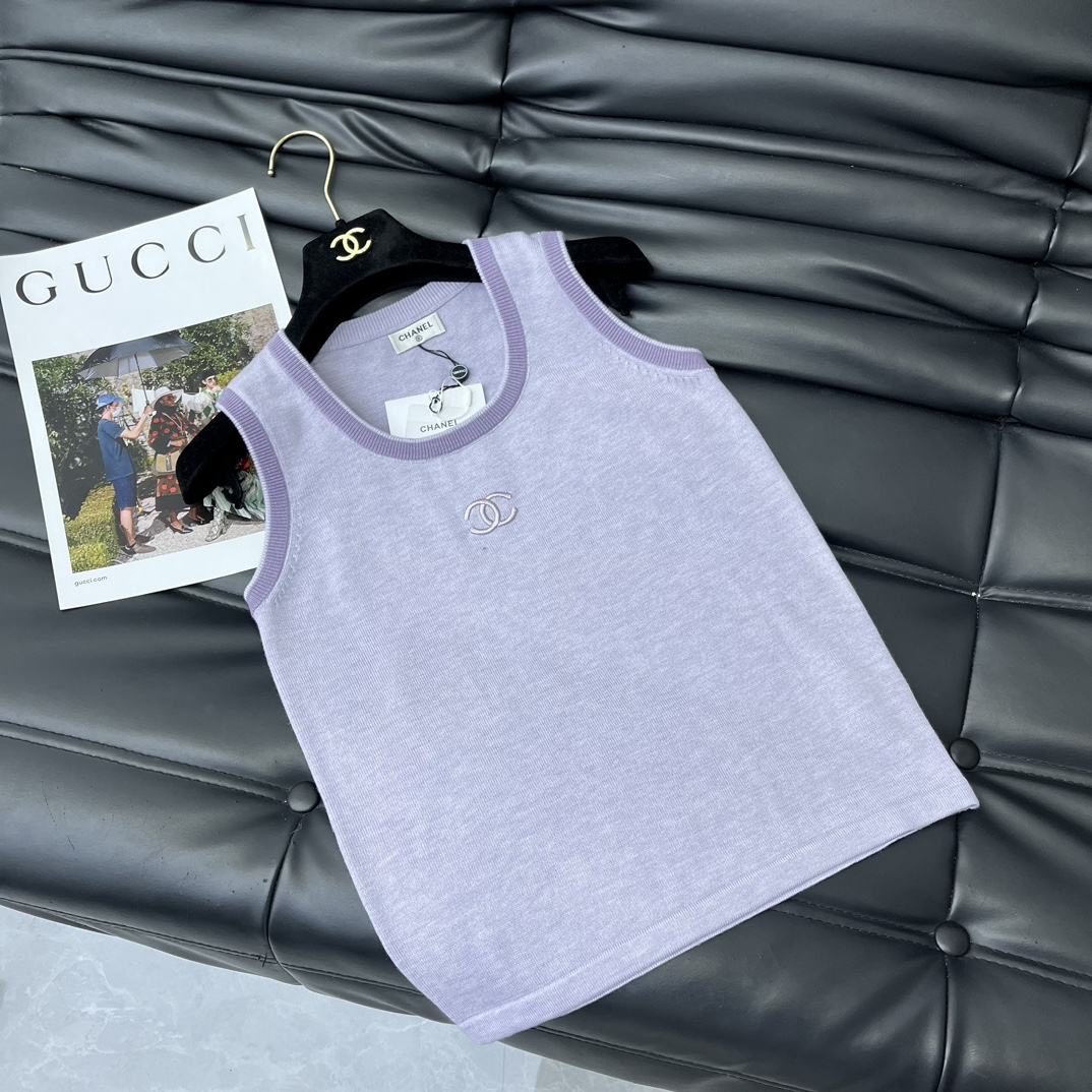 Chanel Clothing Tank Tops&Camis Replcia Cheap From China
 Embroidery Knitting Wool