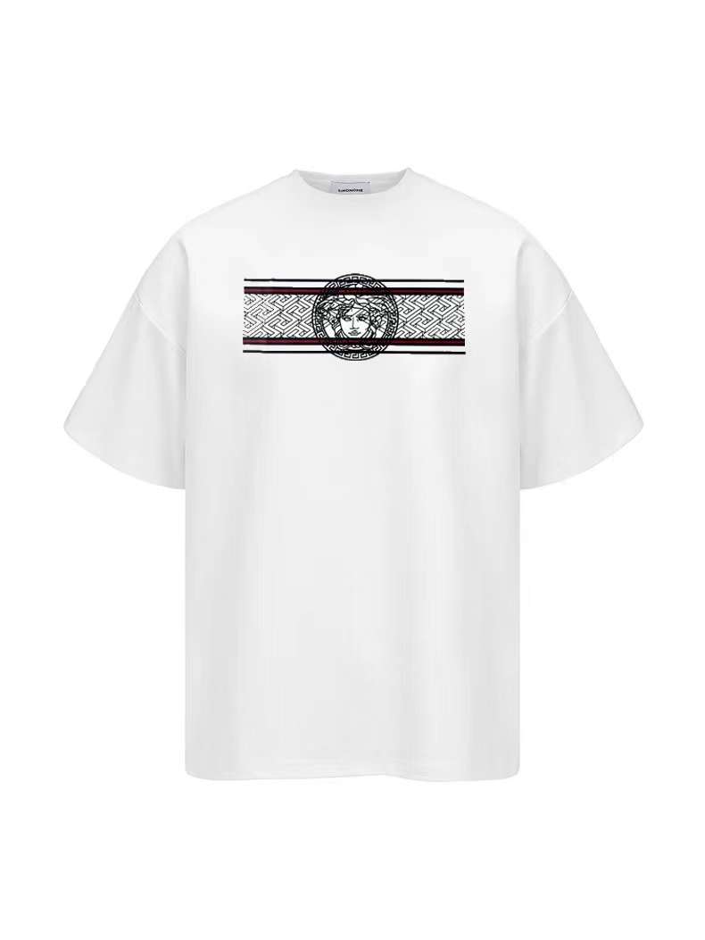 Versac* Versac* 2024 nuevo Camiseta de manga corta con estampado de logo de retrato de Medusa con cinturón. Tela: algod…