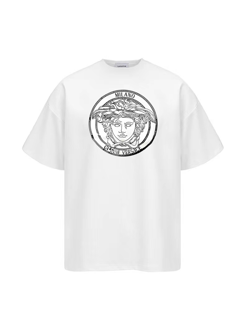 Versac* 2024 nuevo logo Medusa clásico estampado camiseta manga corta. Tejido: algodón puro de 240g, 32 cabos, doble ar…