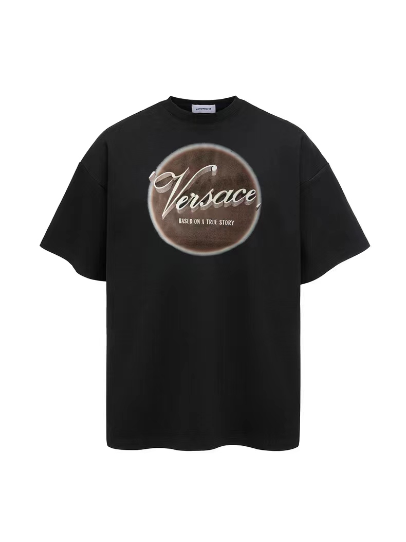 Versac* 范思* 2024 nueva camiseta de manga corta con estampado de logo clásico estilo pintura al óleo. Tejido: …