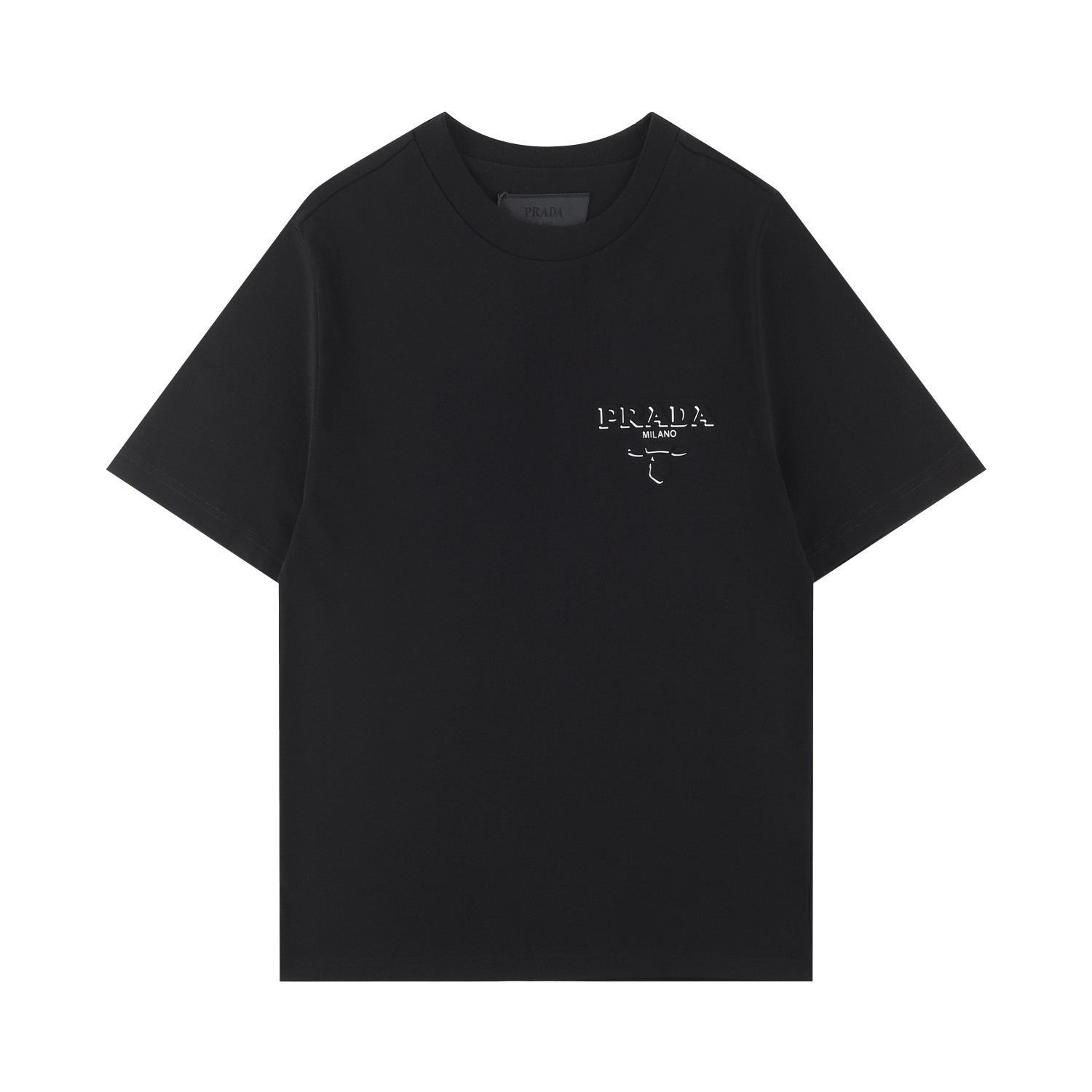 PRAD Prada*2024SS primavera/verano manga corta camiseta nueva, logo de letras en relieve 3D, detalles perfectos💯, cort…