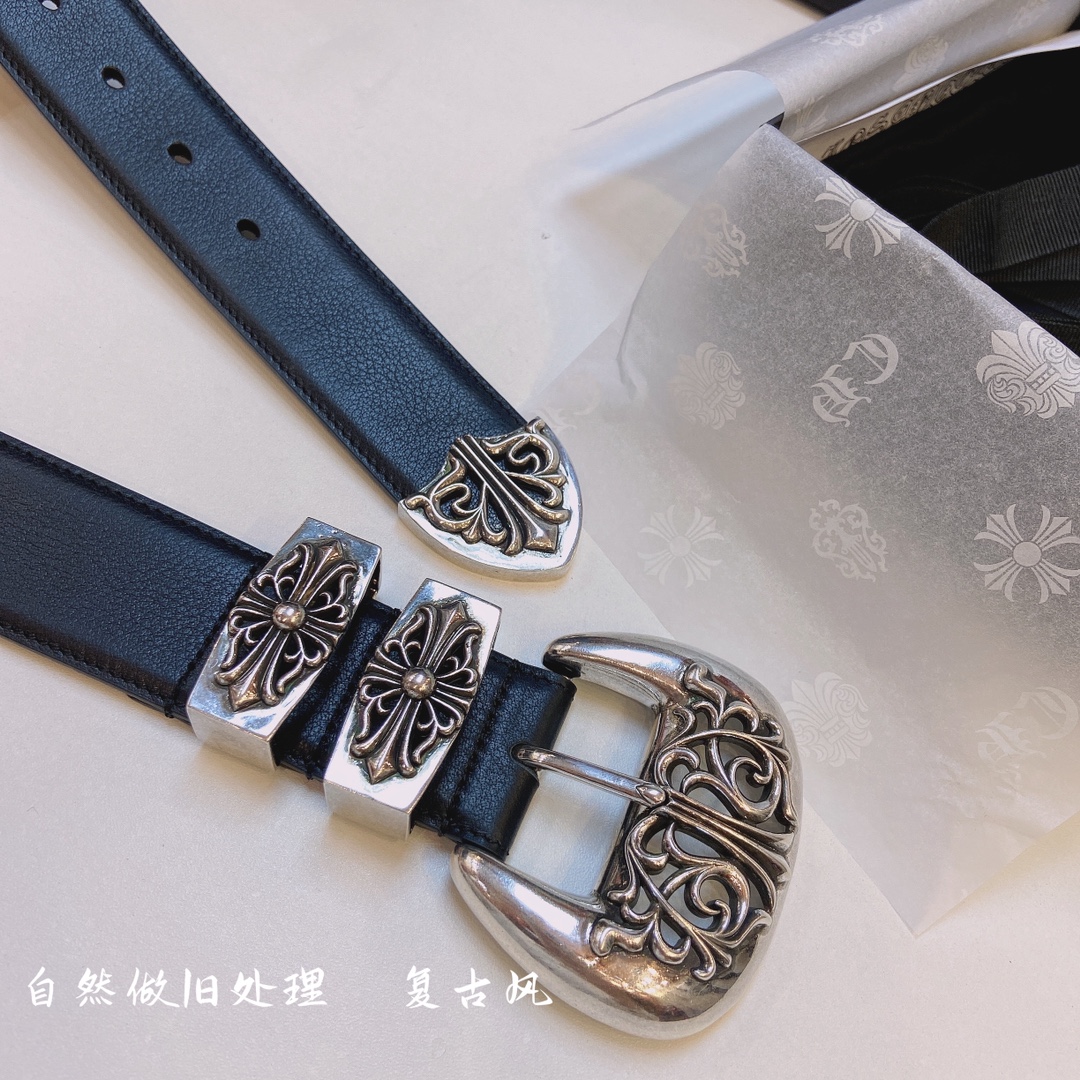 克罗心s925猫爪纯铜镀银双戒指精品扣搭配原厂皮腰带宽度3.7cm