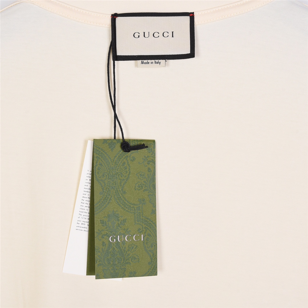 GUCCI 古驰24ss双G斜纹满印印花短袖