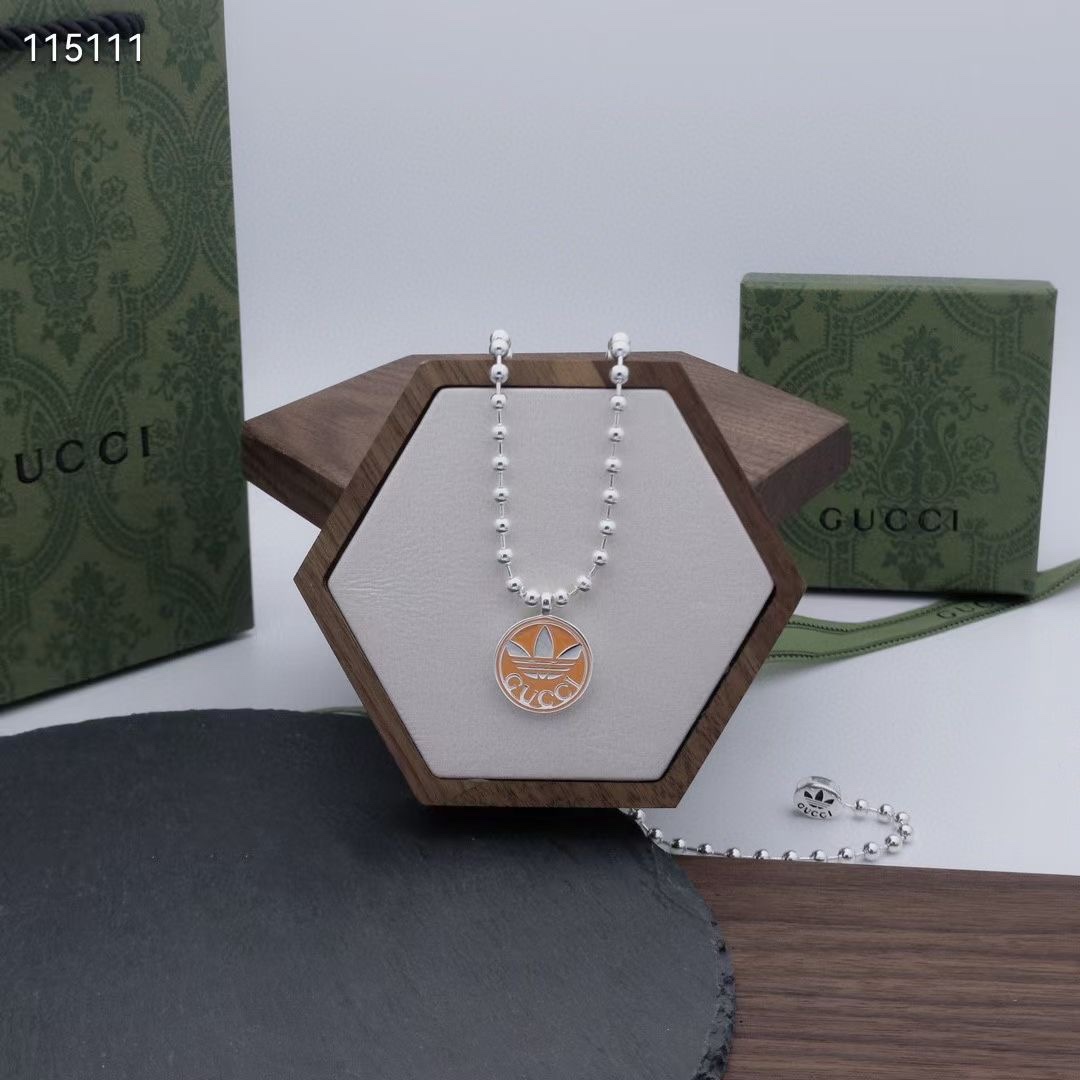 NO:115176,[Top original] Gucci xAdidas co-branded tag enamel round bead necklace orange - top replica version - exclusive real shot - version benchmark quality with original steel stamp code engraving - - Chain length 50cm, jewelry quality, adidas, gucci, gucci, necklace19860909【顶级原版】 Gucci 古驰xAdidas联名吊牌珐琅圆珠项链 橙色 - 顶级复刻版本 - 独家实拍 - 对版对标品质 带原版钢印编码刻字 - - 链长50cm,饰品精品,adidas,gucci,gucci,necklace,Jewelry