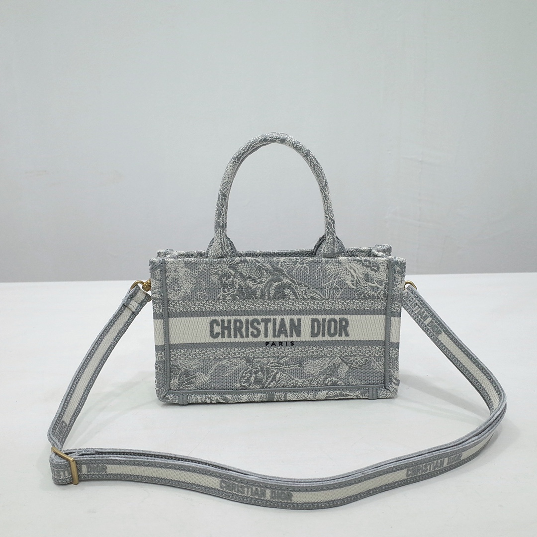 Dior Book Tote AAA+
 Handbags Tote Bags Grey Embroidery Mini