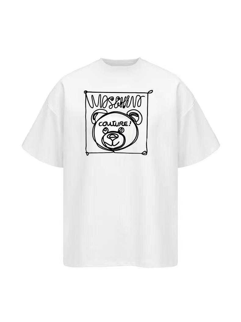 MOSCHIN* Moschino* MOS pasarela, camiseta de manga corta con oso de dibujo estampado. Tejido: algodón doble de 240g 32 …