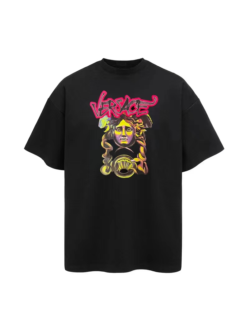 Versac* 范思* Edición limitada 2024 Camiseta de manga corta con estampado de la estatua de la diosa griega. Tejido: algod…