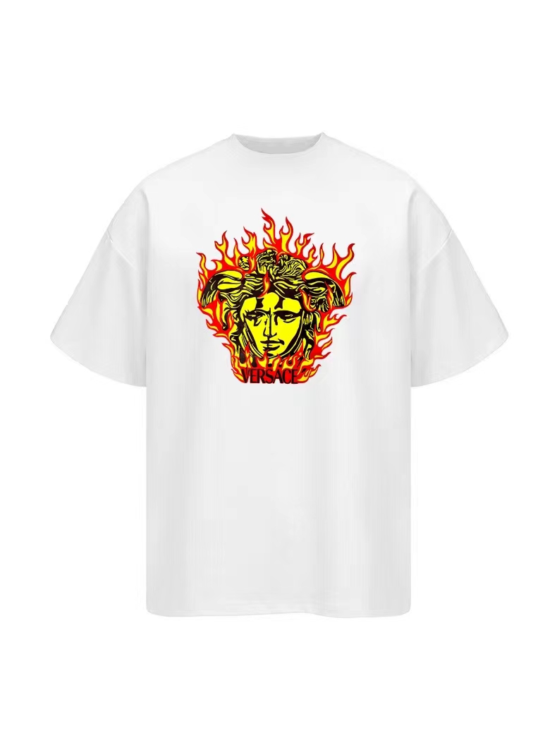 Versac* Versac* Edición limitada 2024 Camiseta de manga corta con estampado del dios del fuego de la antigua Grecia. Te…