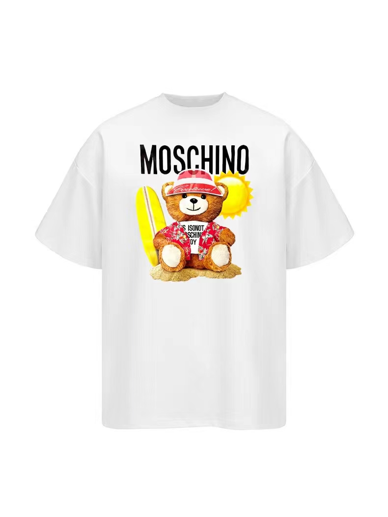 MOSCHIN* Moschino* MOS pasarela, camiseta de manga corta con oso de playa estampado. Tejido: algodón doble de 240g 32 h…