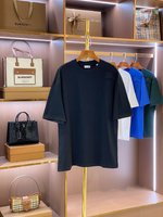 Burberry Clothing T-Shirt Black Blue Green White Embroidery Cotton Spring/Summer Collection Fashion Short Sleeve
