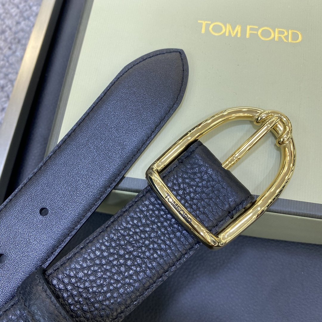 TOMFORD汤姆福特新品双面进口小牛皮简约商务男士腰带3.5cm宽配原版包装