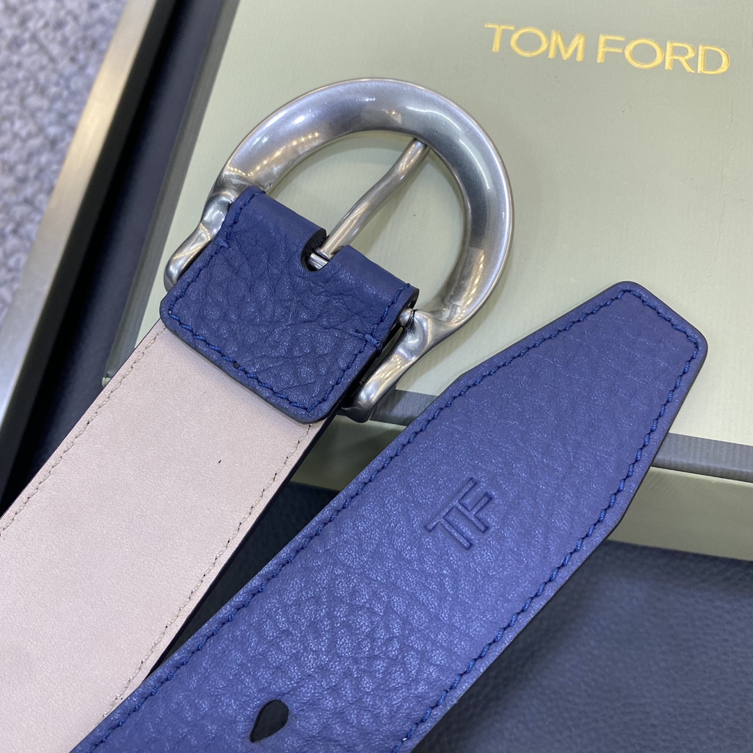 TOMFORD汤姆福特新品双面进口小牛皮简约商务男士腰带4.0cm宽配原版包装