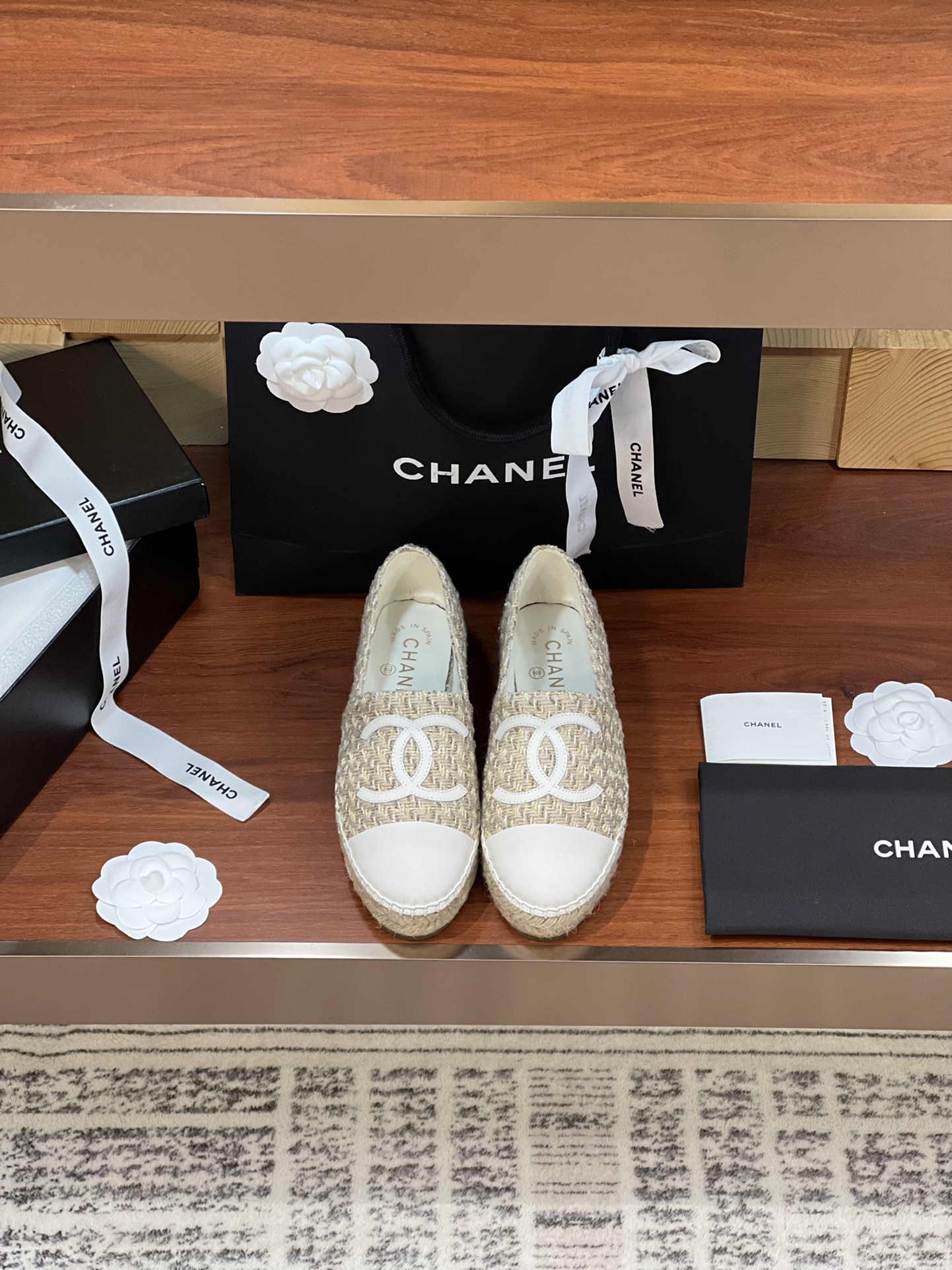 Chanel Fake
 Shoes Espadrilles Frosted Rubber Sheepskin Silk Spring Collection