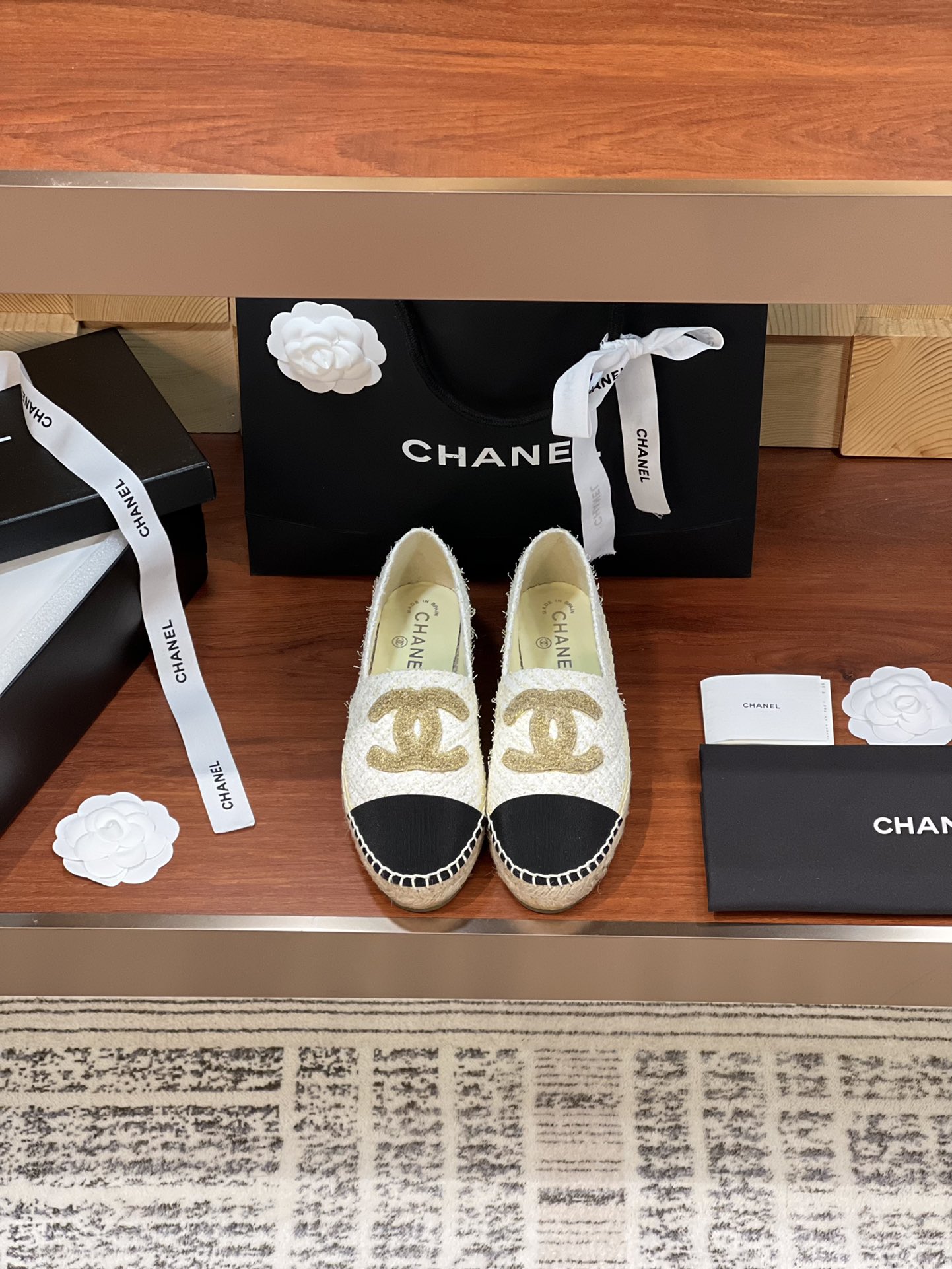Fake Designer
 Chanel Shoes Espadrilles Frosted Rubber Sheepskin Silk Spring Collection