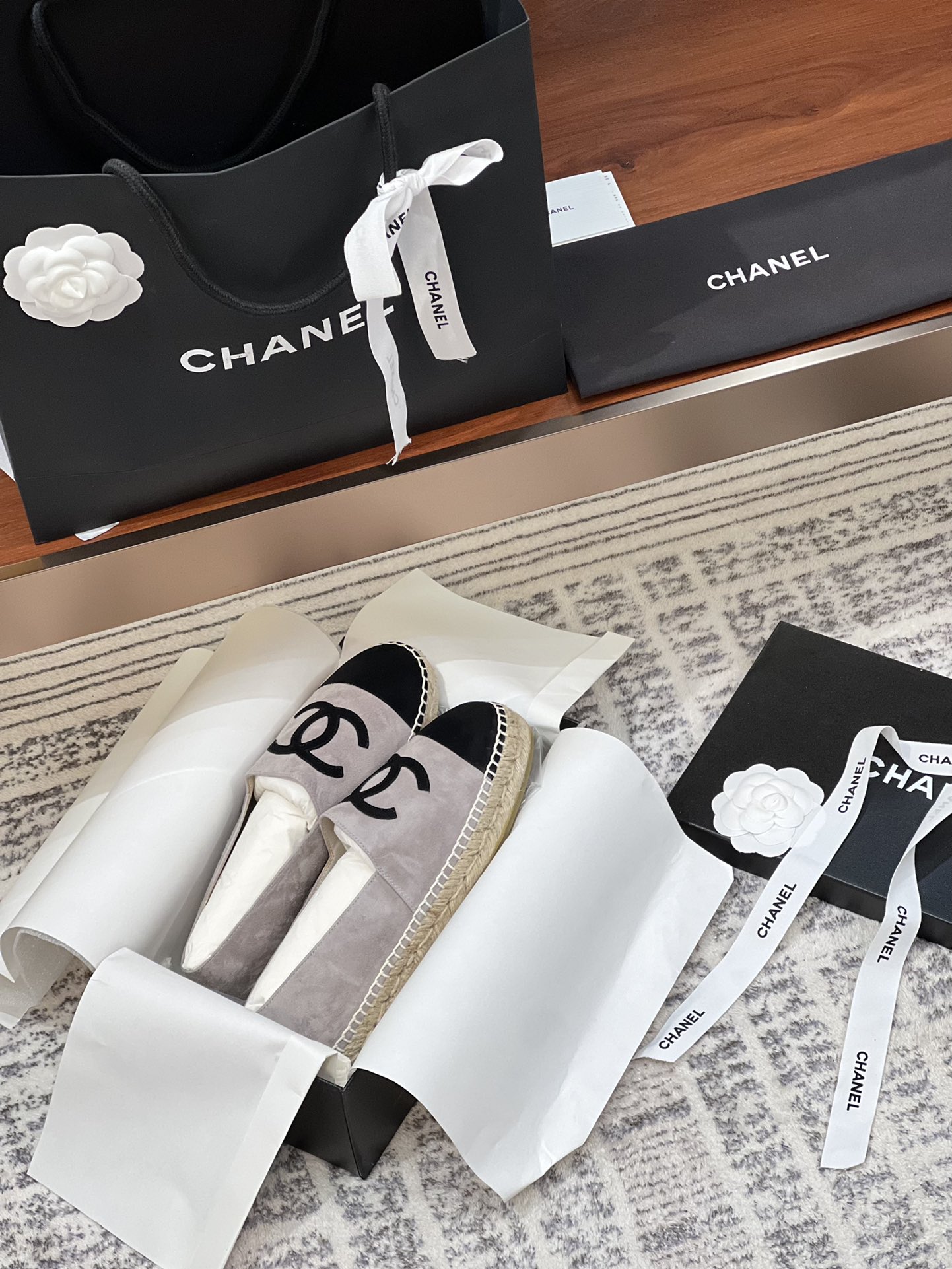 Chanel Buy
 Shoes Espadrilles Chamois Frosted Rubber Sheepskin Silk Spring Collection