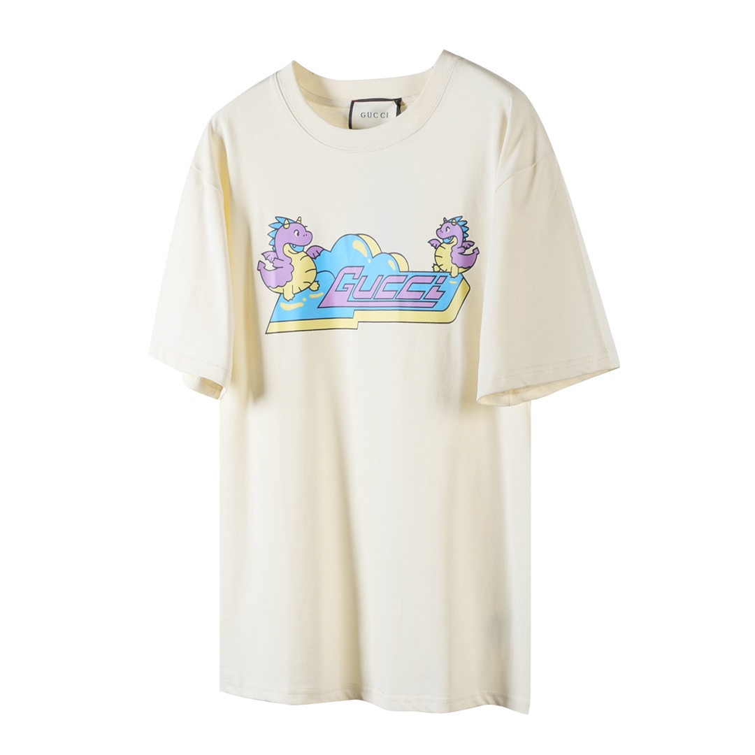 Gucci/古驰 24ss burbuja dragón edición limitada camiseta de manga corta «G12» La tela está tejida con 280g de punto liso …
