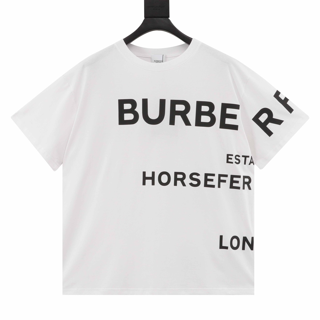 Burberry/巴宝莉 camiseta de manga corta con logotipo de letras en goma gruesa. La tela utiliza algodón personali…