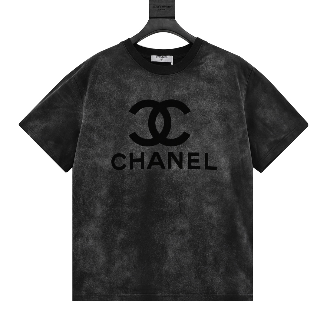 CHANEL/Chanel camiseta de manga corta con doble C lavada, edición limitada de moda, la última camiseta de ver…