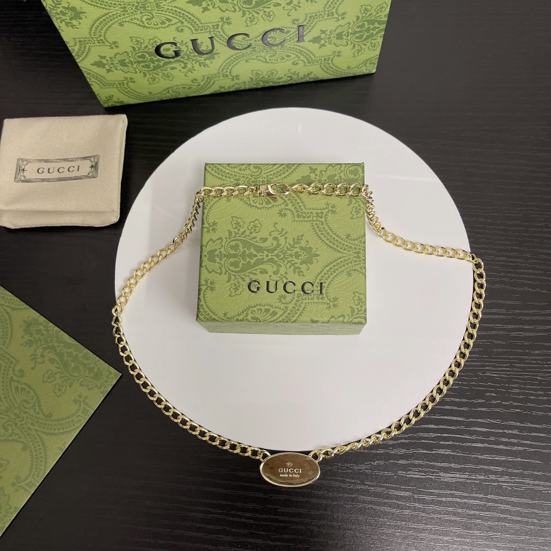 NO:114358,GUCCI Gucci Pendant Brand Logo Chain Gold Necklace, Jewelry Boutique, Gucci, Gucci, Necklace, Gold19860909GUCCI古驰饰坠饰品牌标识链条黄金色项链,饰品精品,gucci,gucci,necklace,gold,Jewelry