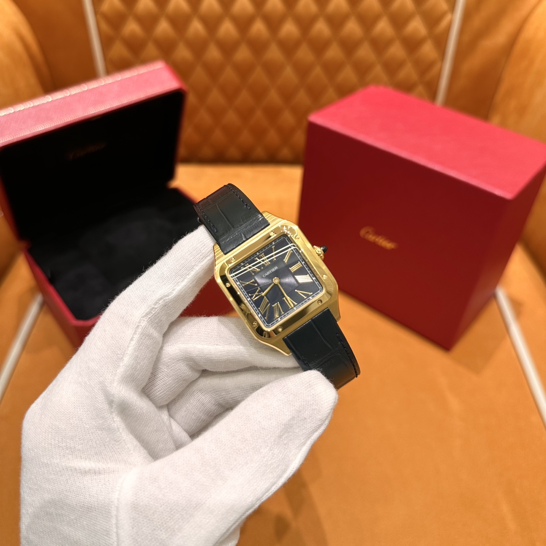 Cartier Reloj Azul Oro Amarillo Pulido Fashion Quartz Movement