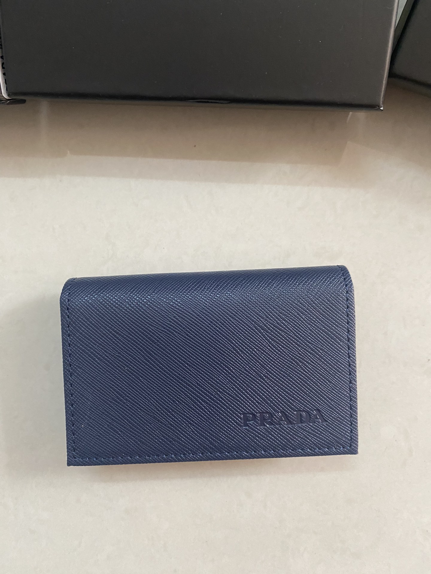 PRADA 男性用カードケース 宝蓝色 高級牛革製
