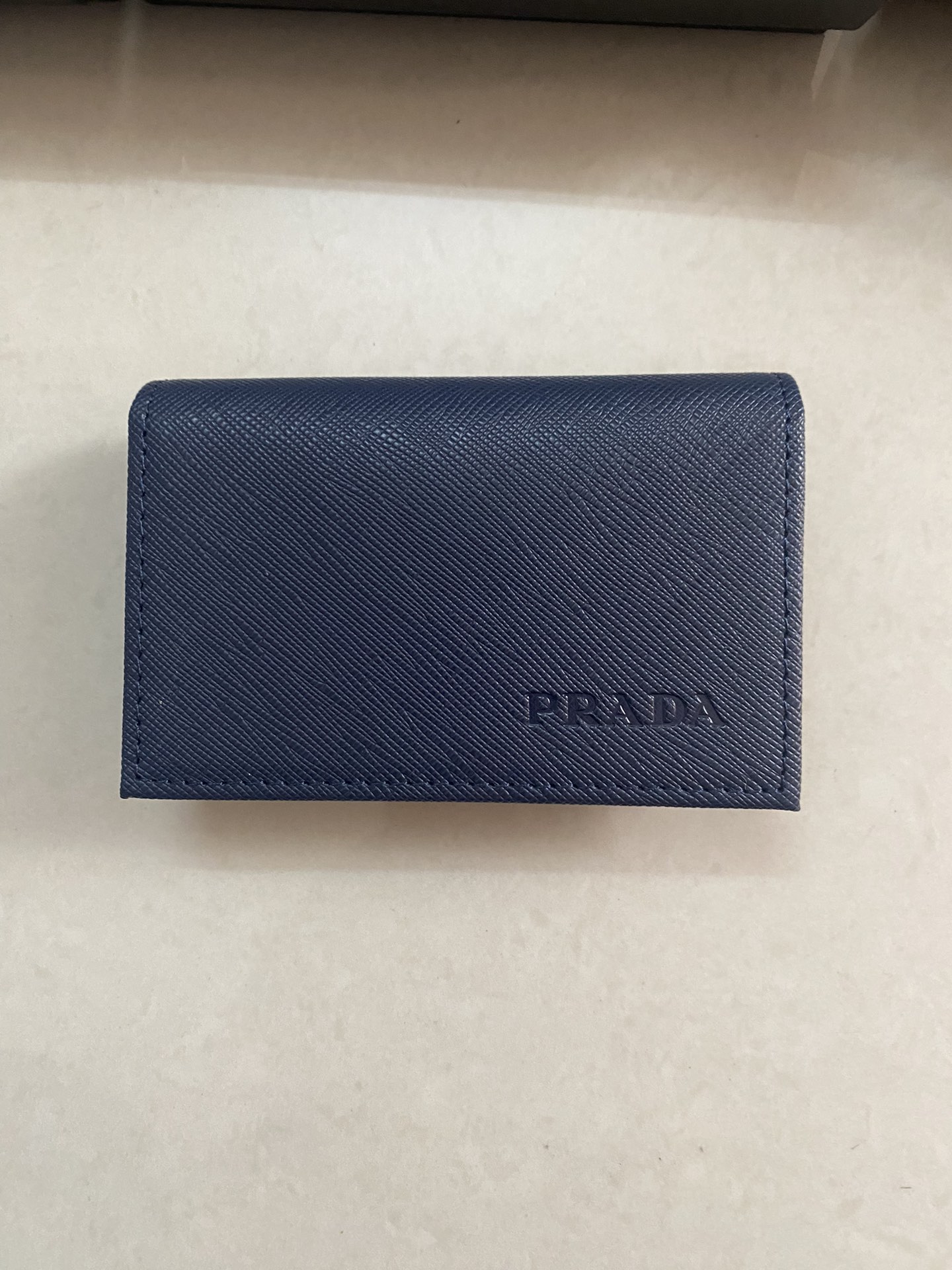 PRADA 男性用カードケース 宝蓝色 高級牛革製